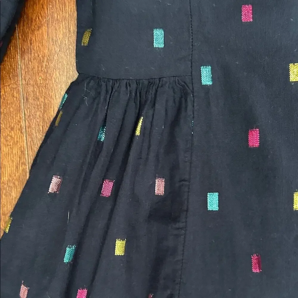GAP Kid’s Navy Long Sleeve Dress with Colorful Metallic Accents, Size Medium